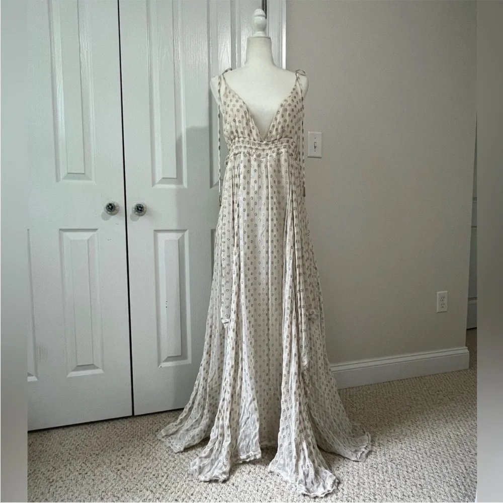 Free People Gold And Cream Maxi Dress - Picture 1 of 15
